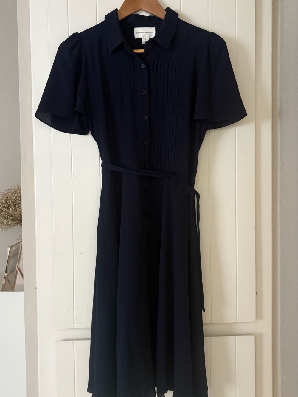 Blue Button Ruffle Sleeve Dress - Picture 2 of 5